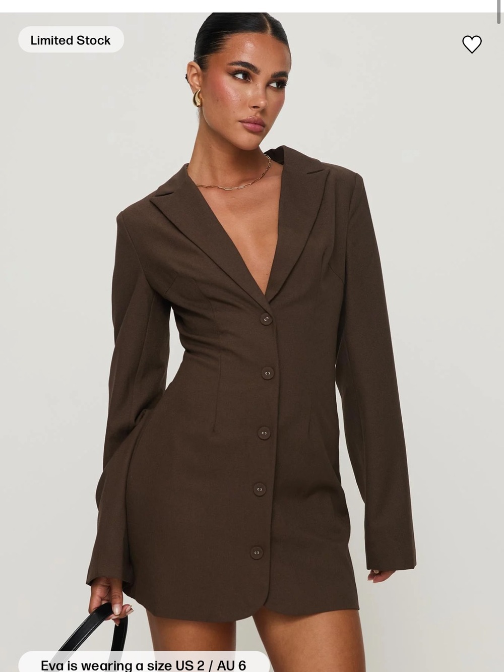 Princess Polly Chocolate Brown Tailored Blazer Dress